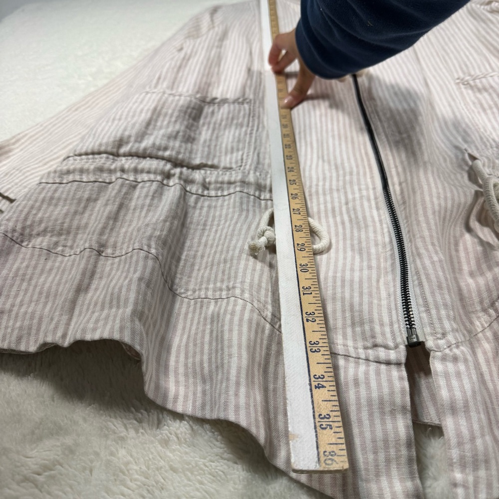 Soft Surroundings Full Zip Linen Jacket Tunic Women’s Large Beige Stripes Casual - Picture 8 of 8